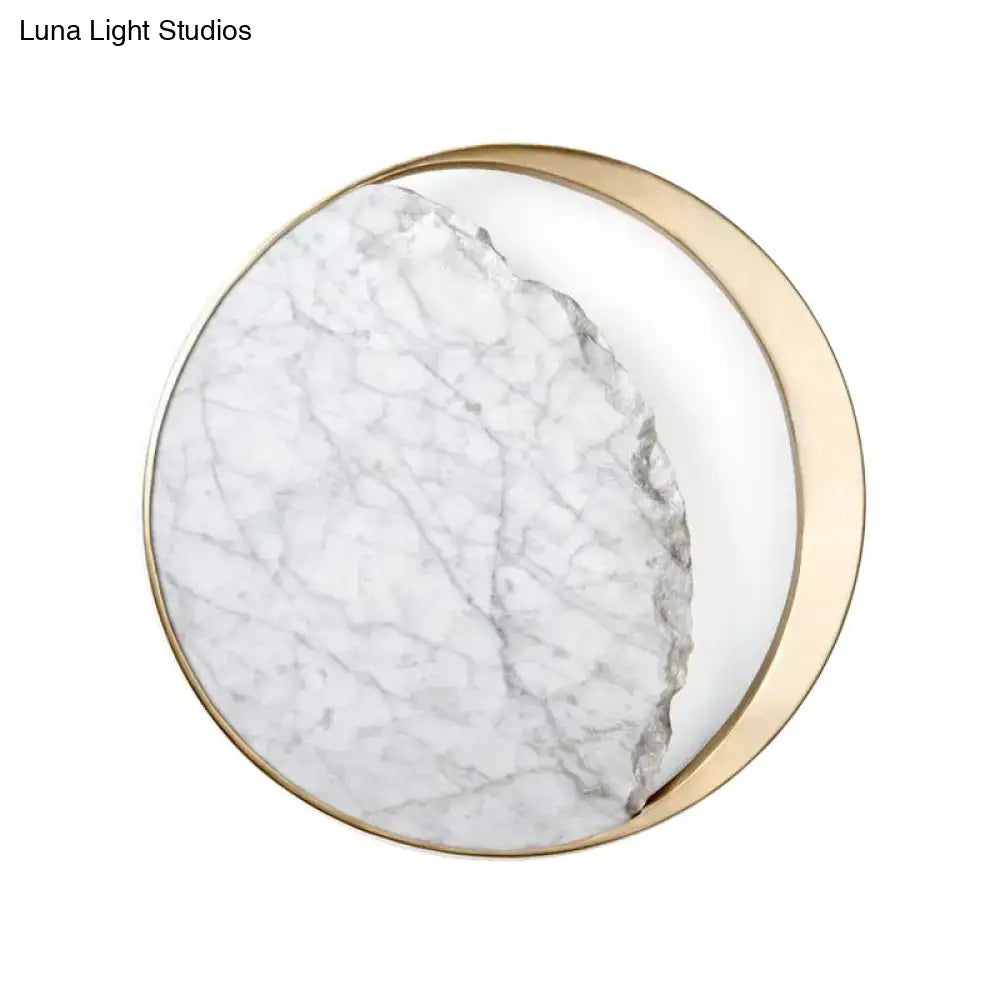 Minimalist gold and white moon wall lamp for living room