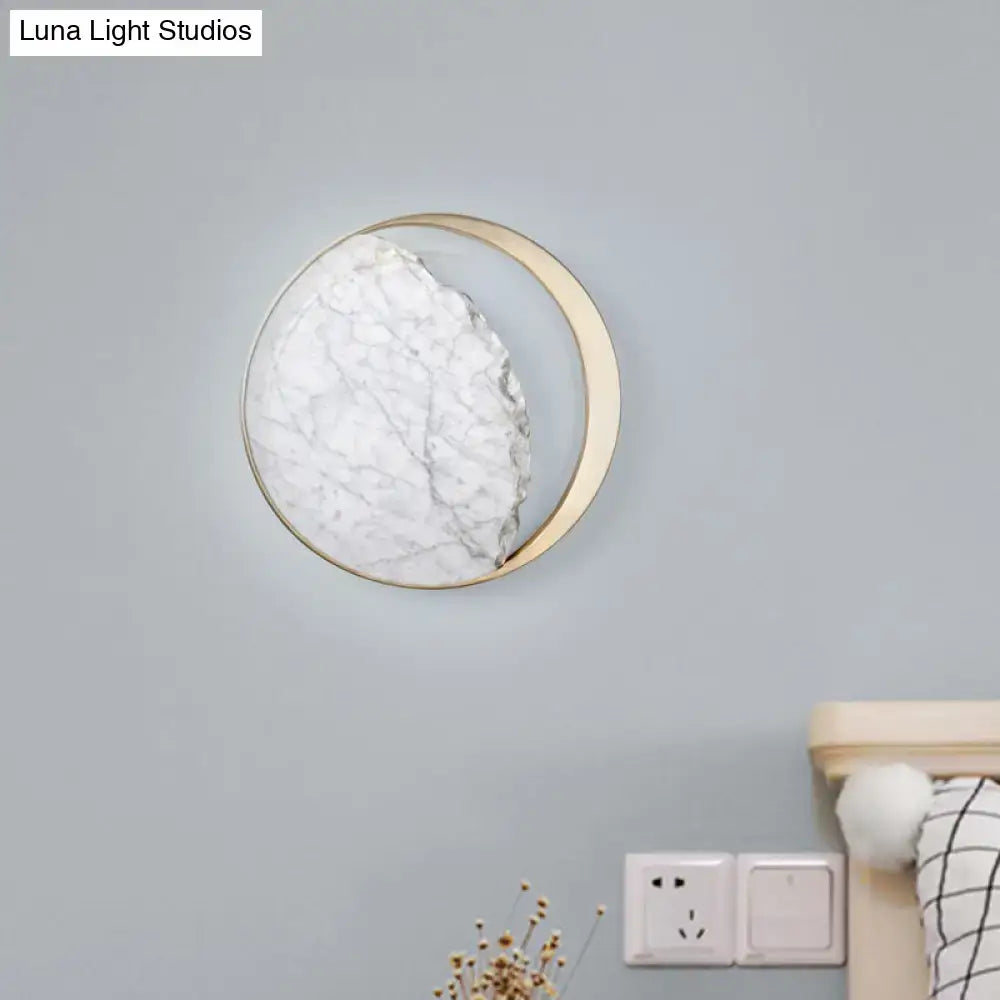 Minimalist gold and white moon wall lamp for living room