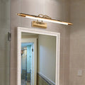 Minimalist gold brass led vanity mirror light with wide fixture width