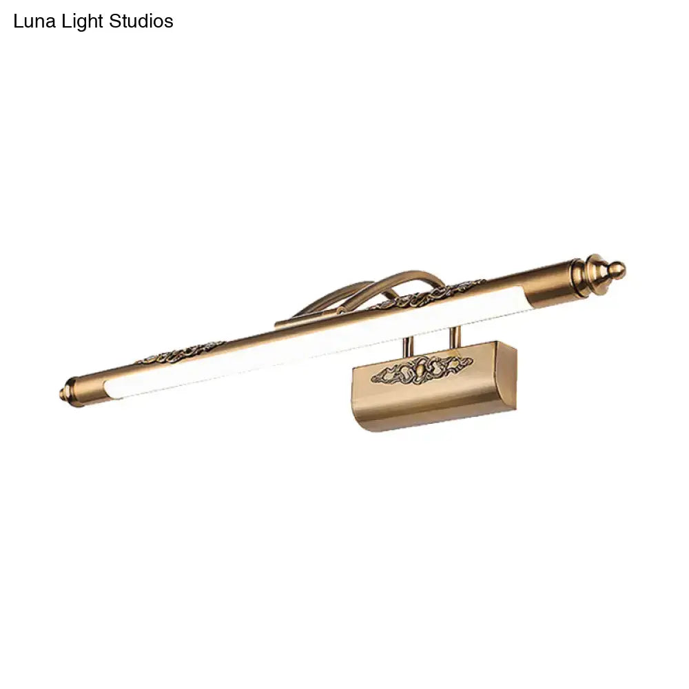 Minimalist gold brass led vanity mirror light with wide fixture width