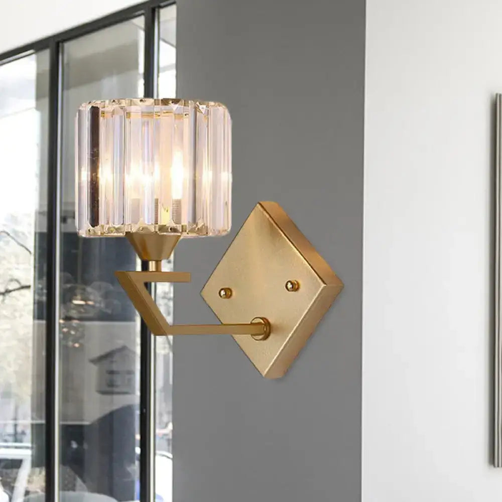 Minimalist gold crystal block wall sconce bedroom 110v-120v light