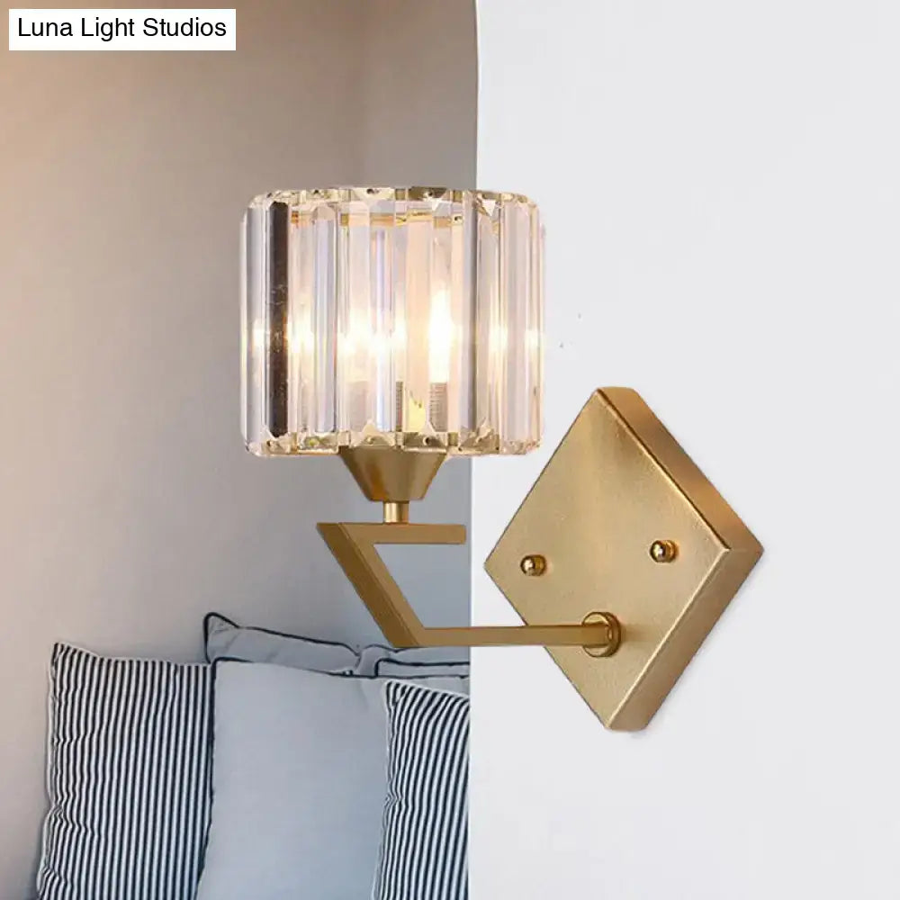 Minimalist gold crystal block wall sconce bedroom 110v-120v light