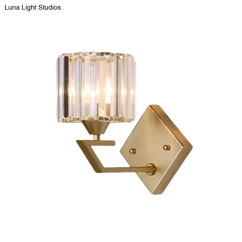 Minimalist gold crystal block wall sconce bedroom 110v-120v light