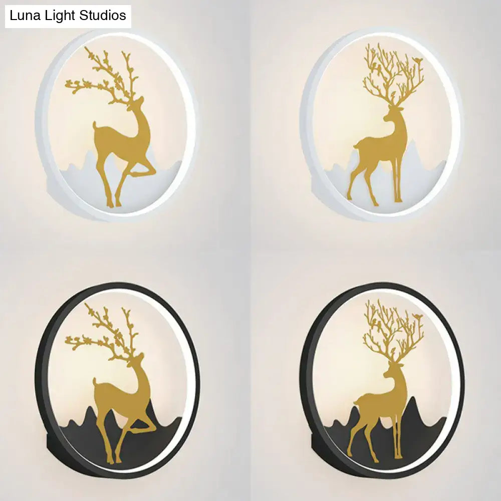 Minimalist gold deer ring led wall sconce bedroom 10 inch fixture