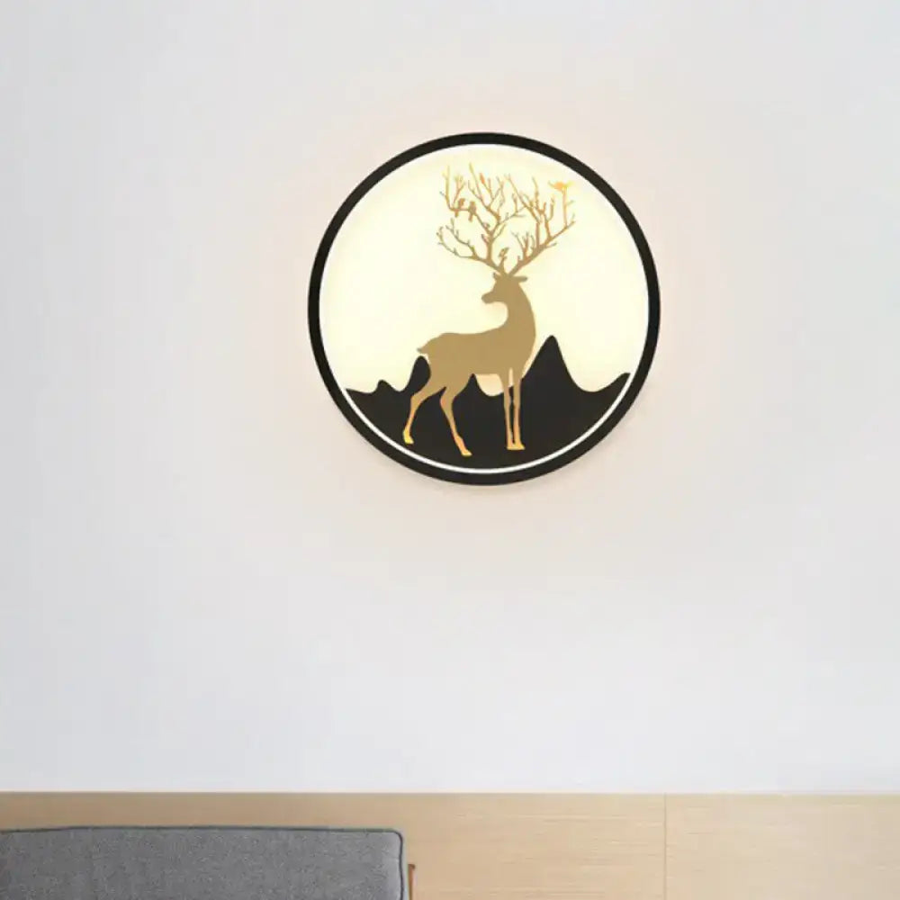 Minimalist gold deer ring led wall sconce bedroom 10 inch fixture