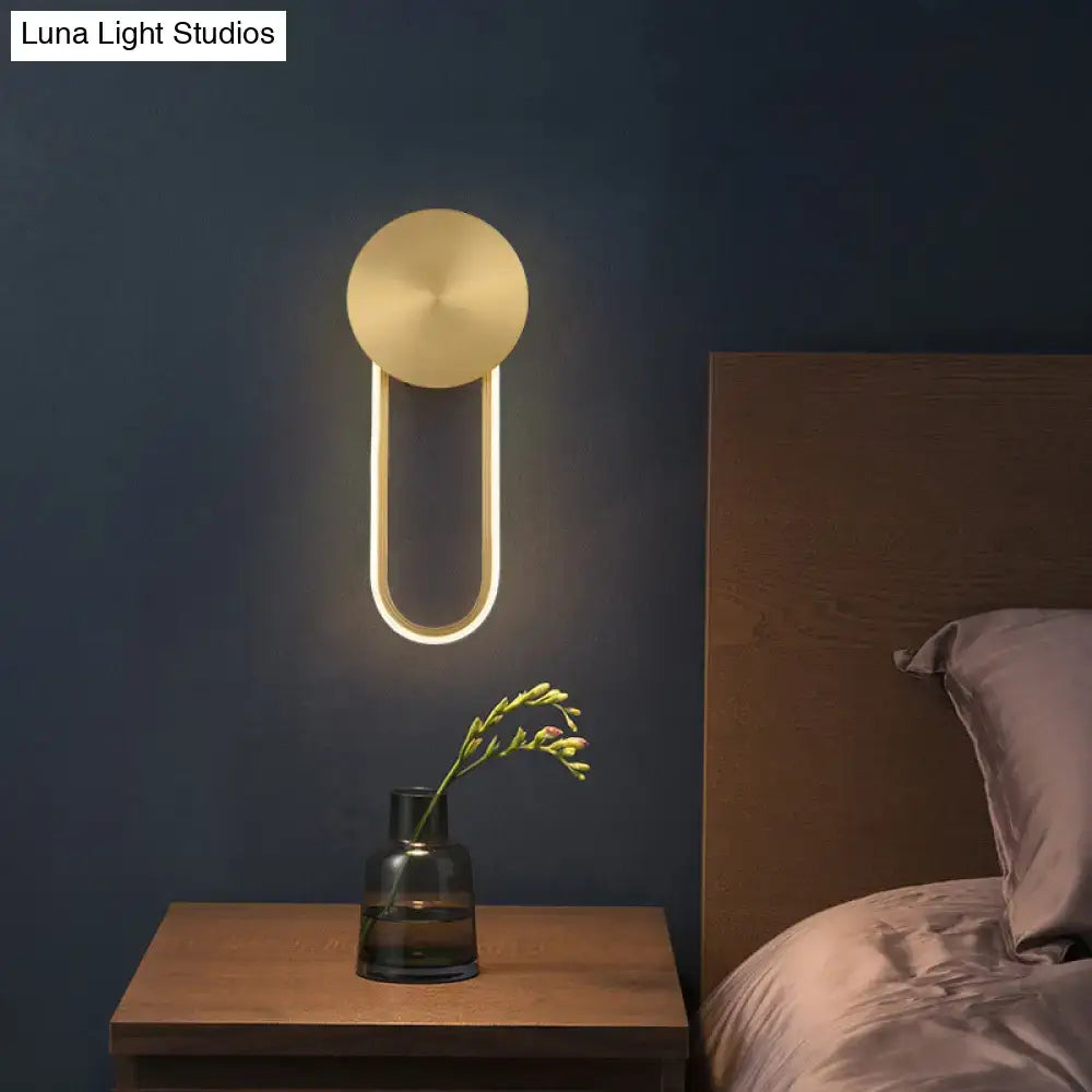 Minimalist gold elliptical wall sconce light for bedroom