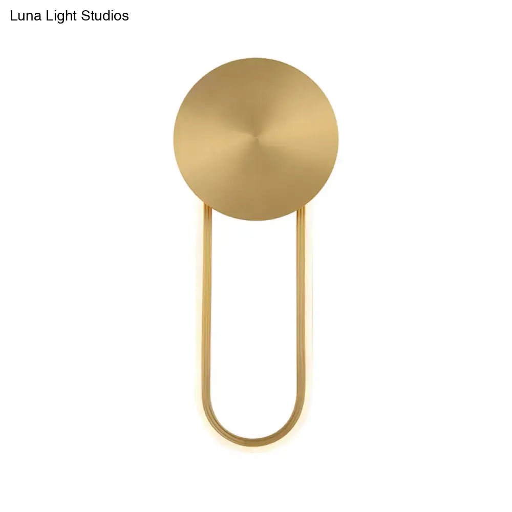 Minimalist gold elliptical wall sconce light for bedroom