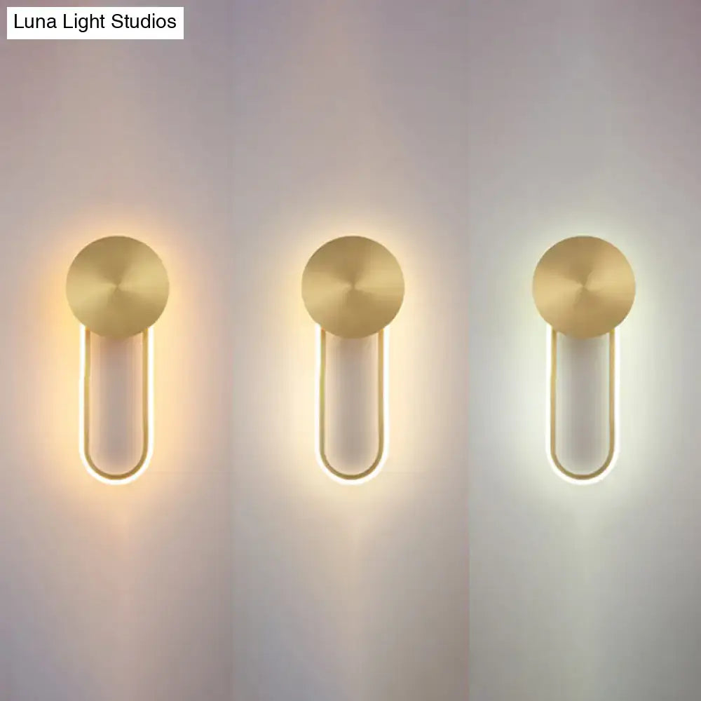 Minimalist gold elliptical wall sconce light for bedroom