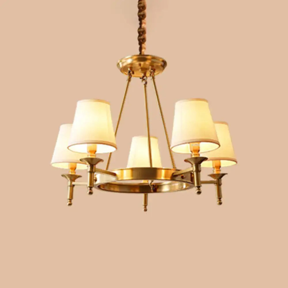 Minimalist gold fabric bedroom conical ceiling chandelier