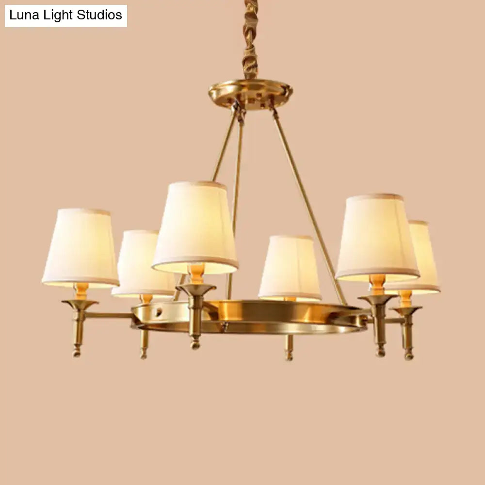Minimalist gold fabric bedroom conical ceiling chandelier