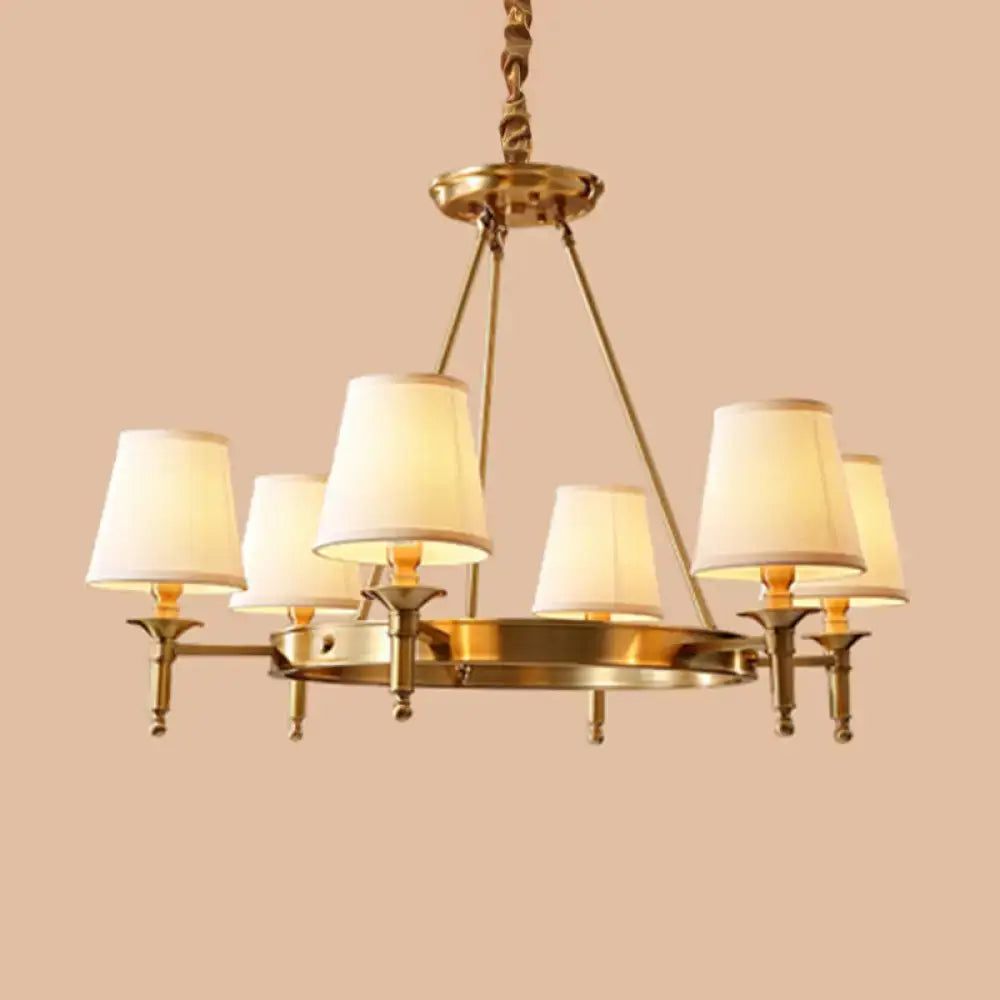 Minimalist gold fabric bedroom conical ceiling chandelier