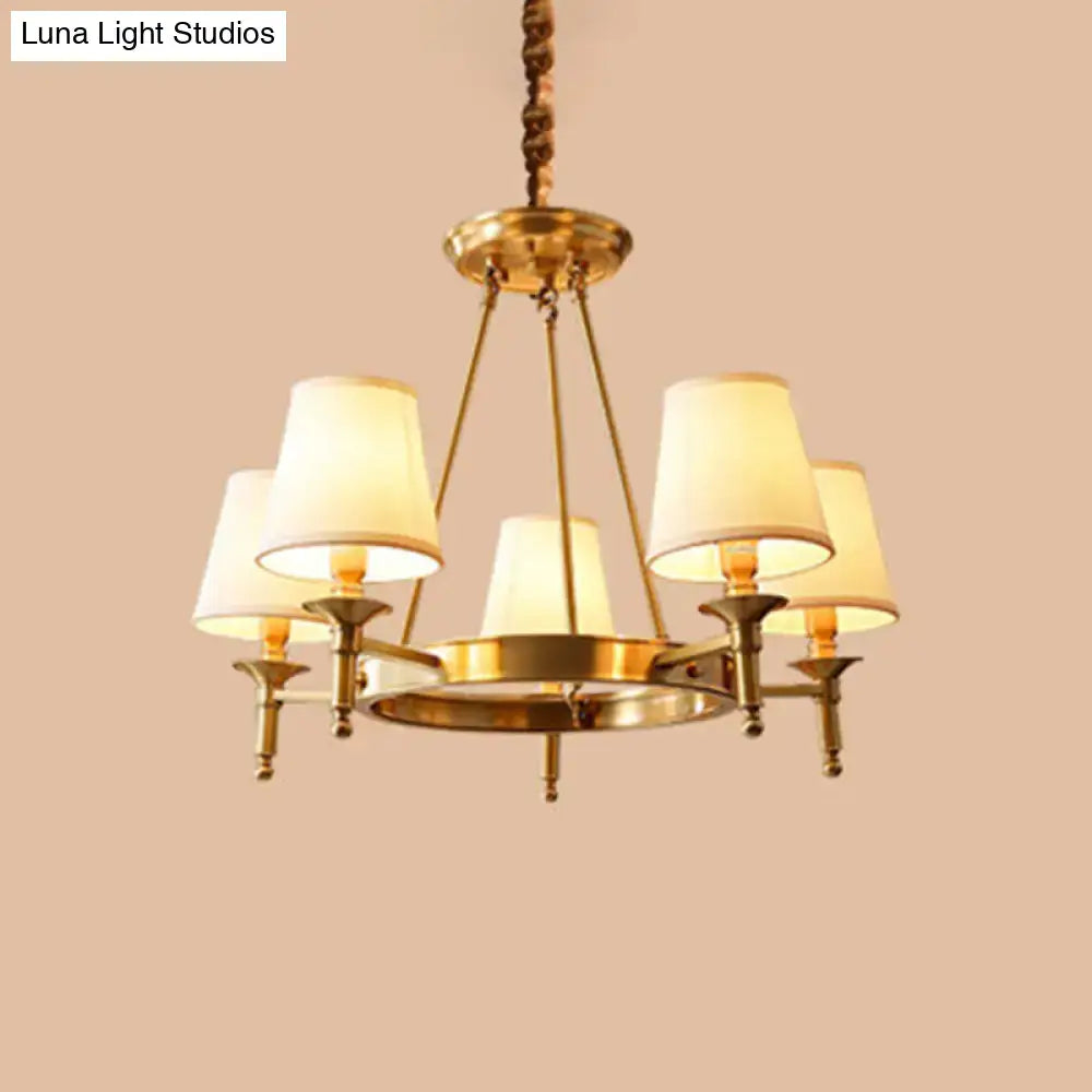 Minimalist gold fabric bedroom conical ceiling chandelier