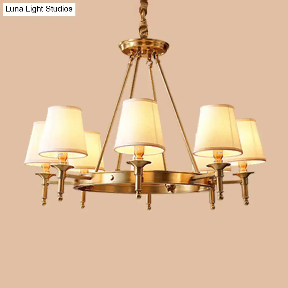 Minimalist gold fabric bedroom conical ceiling chandelier