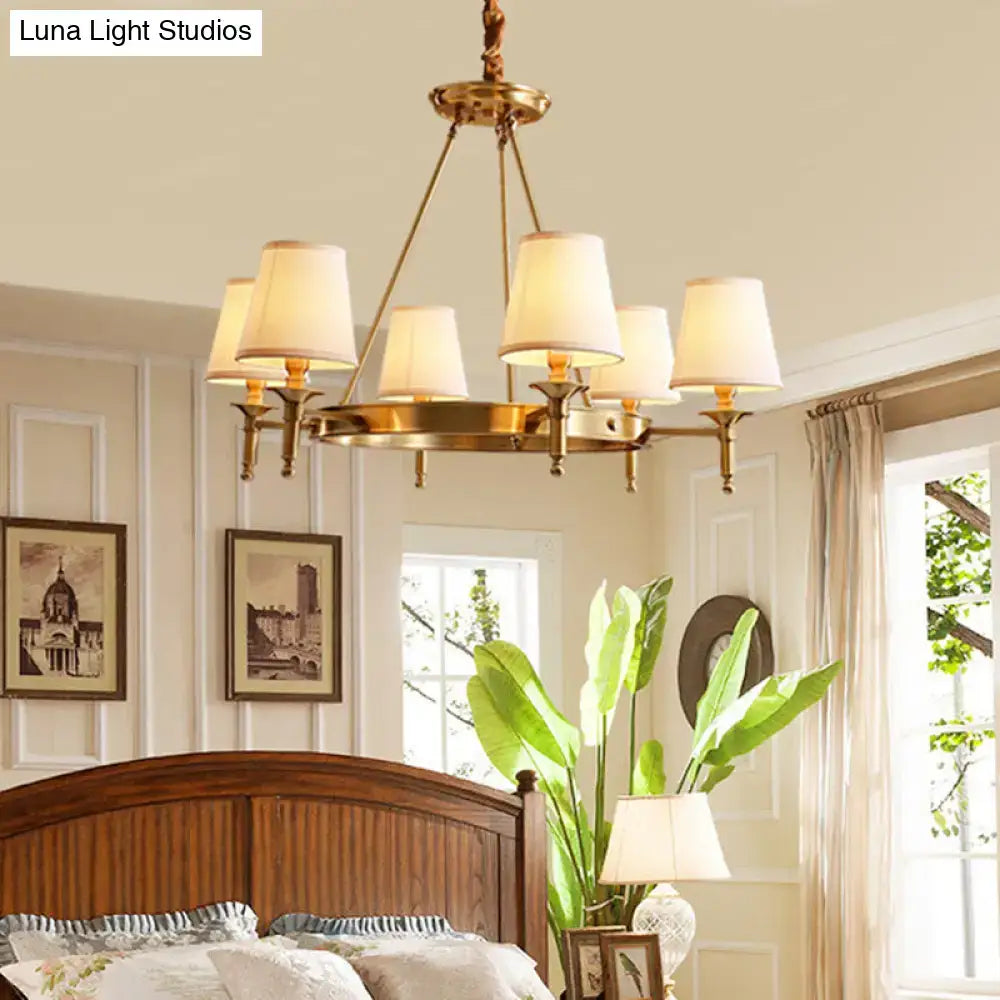 Minimalist gold fabric bedroom conical ceiling chandelier
