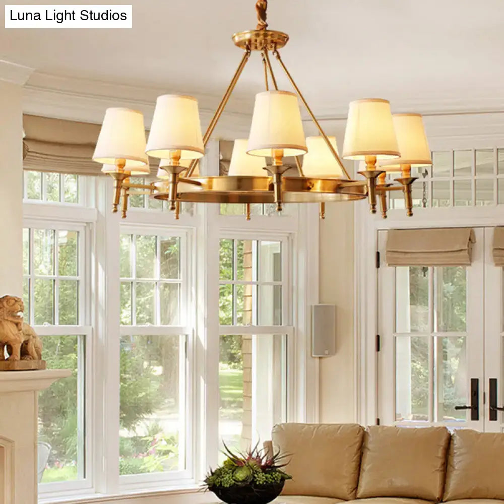 Minimalist gold fabric bedroom conical ceiling chandelier