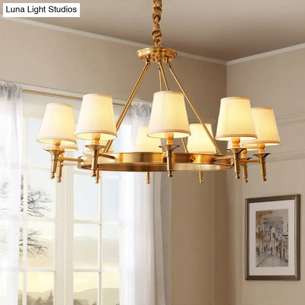 Minimalist gold fabric bedroom conical ceiling chandelier