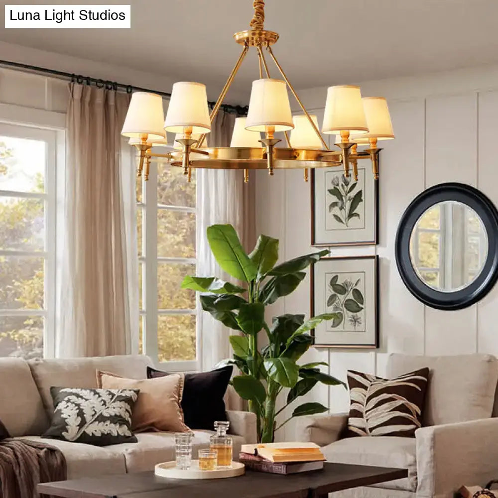 Minimalist gold fabric bedroom conical ceiling chandelier