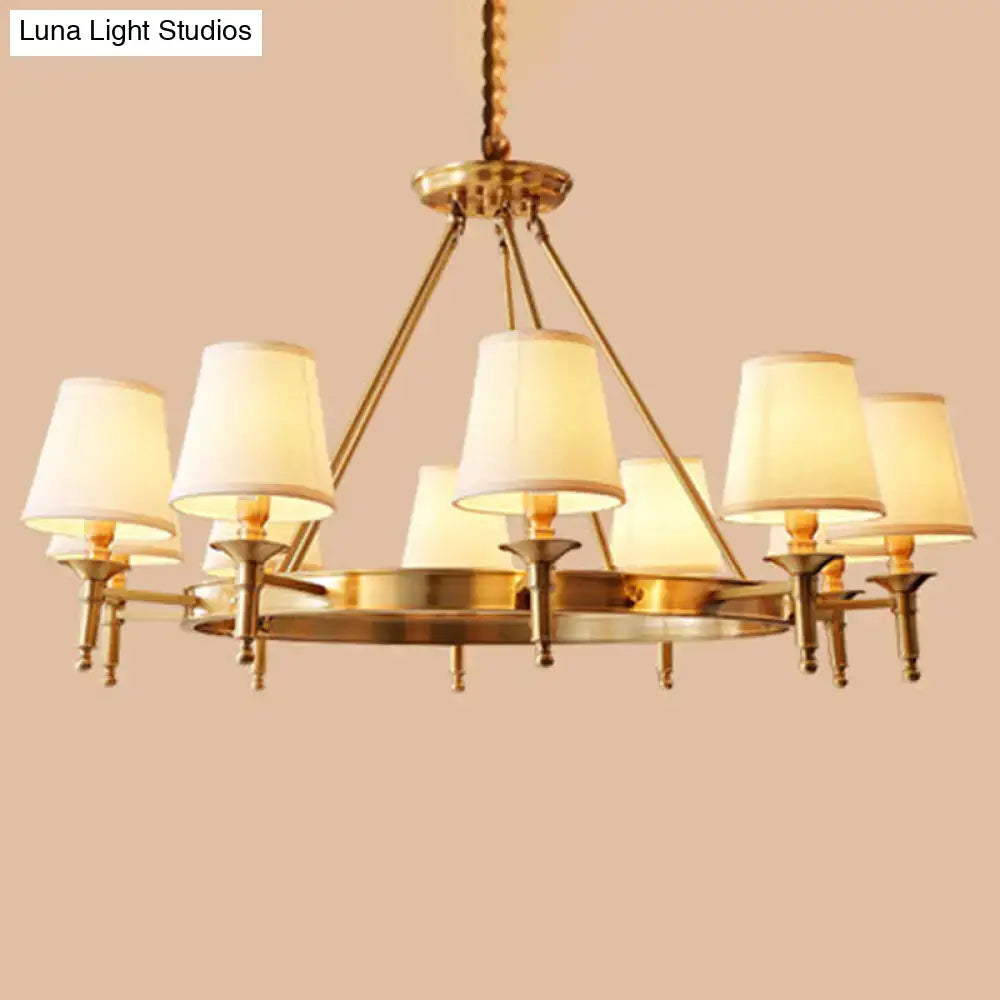 Minimalist gold fabric bedroom conical ceiling chandelier