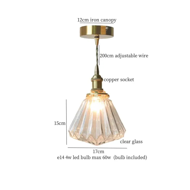 Minimalist gold faceted bubble glass led hanging light dining room