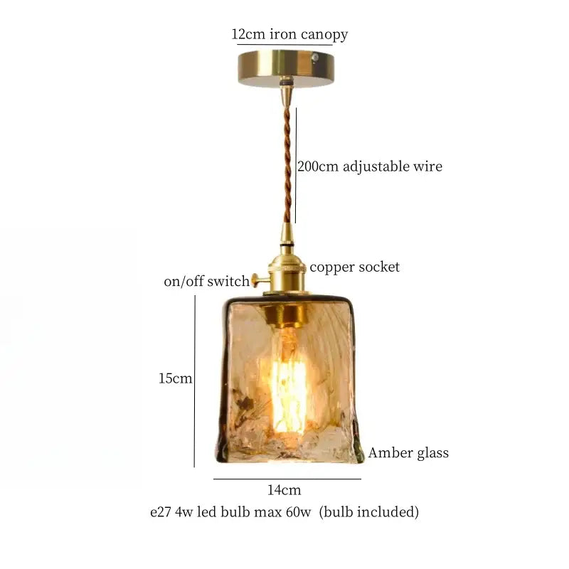 Minimalist gold faceted bubble glass led hanging light dining room