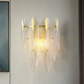 Minimalist gold finish crystal leaf wall sconce bedroom light