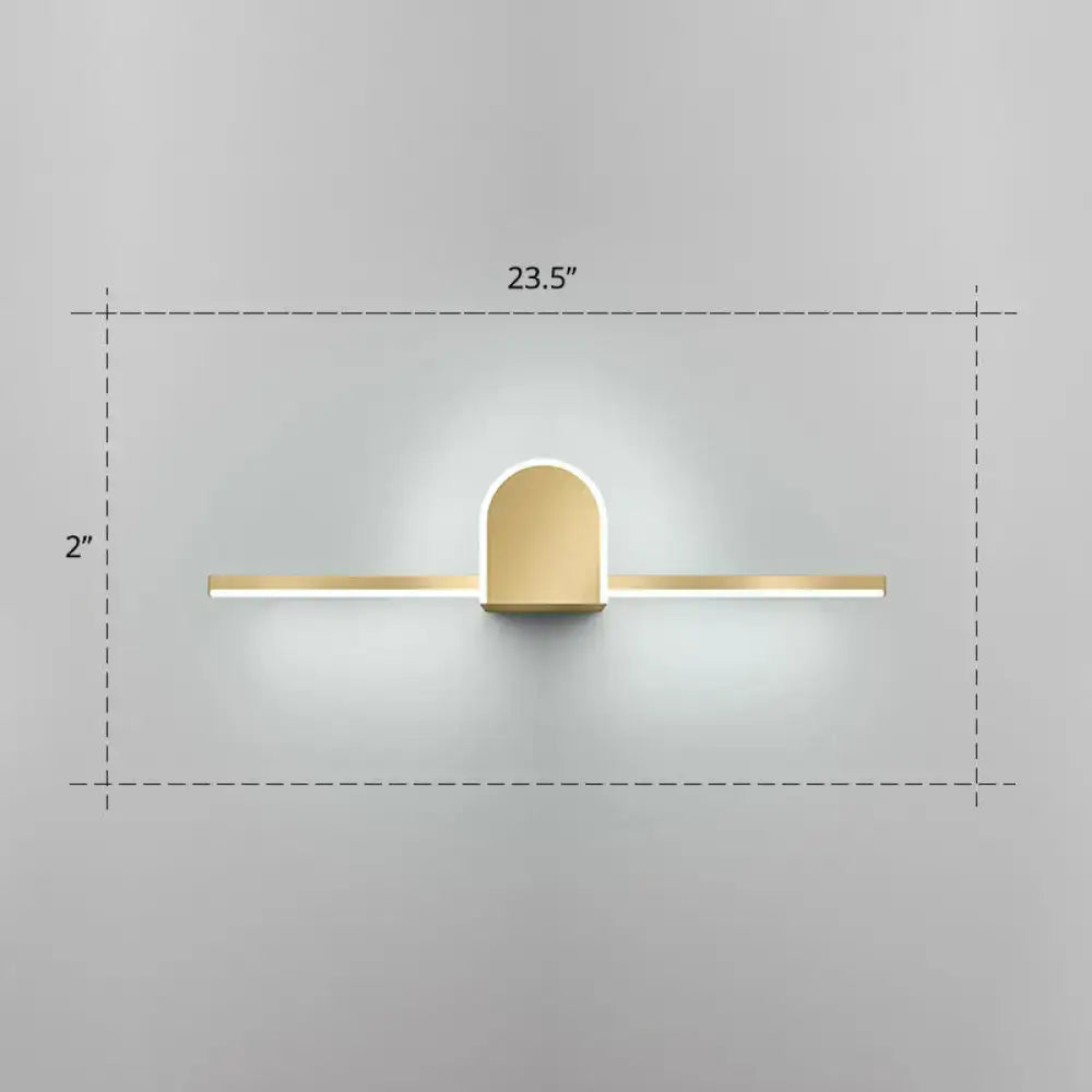 Minimalist gold finish led vanity light for bathroom walls