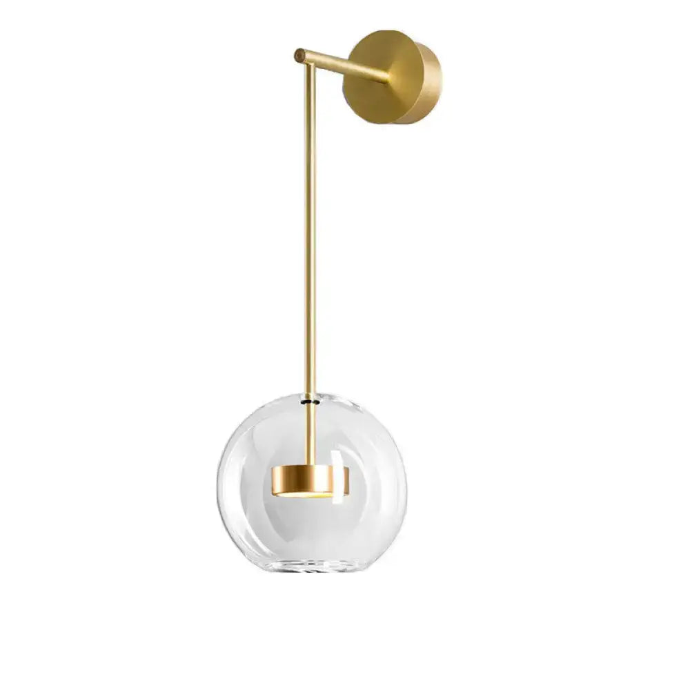 Minimalist gold glass globe wall hanging light bedroom sconce