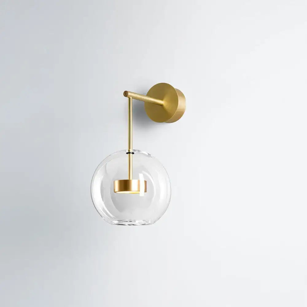 Minimalist gold glass globe wall hanging light bedroom sconce