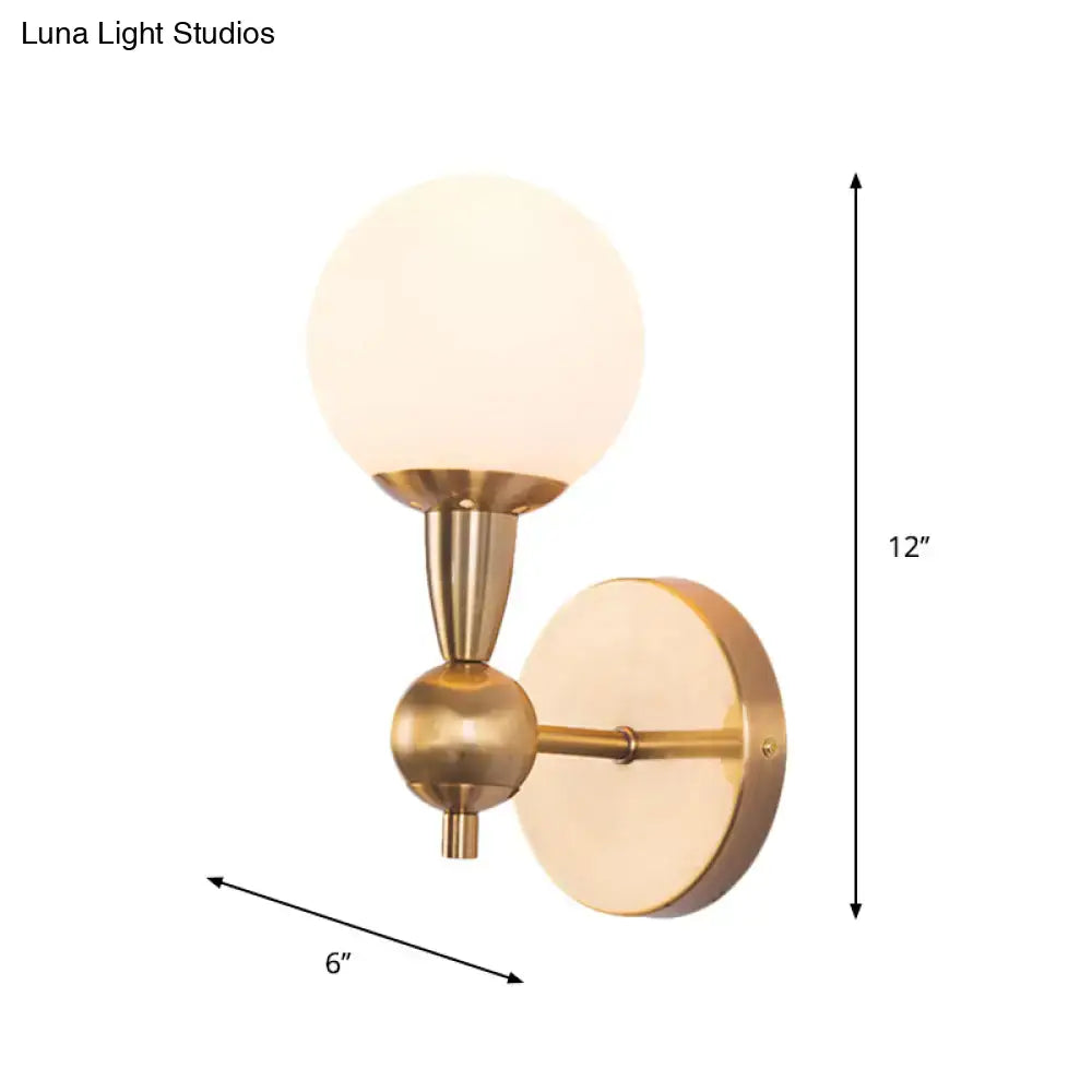 Minimalist gold hand blown glass wall sconce bedroom light
