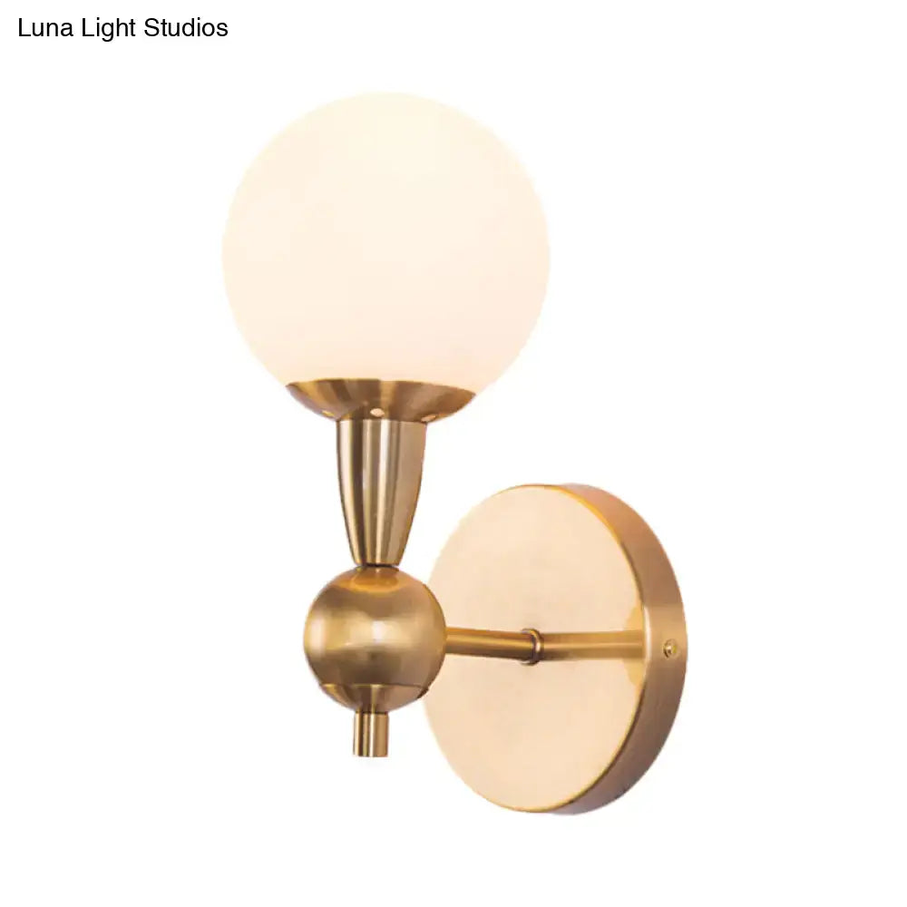 Minimalist gold hand blown glass wall sconce bedroom light