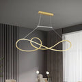 Minimalist gold infinity led strip island light with sleek metal dining room pendant for modern dining spaces