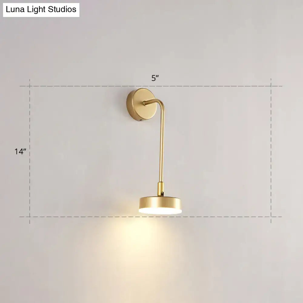Minimalist gold metal led sconce wall mounted lamp for bedroom