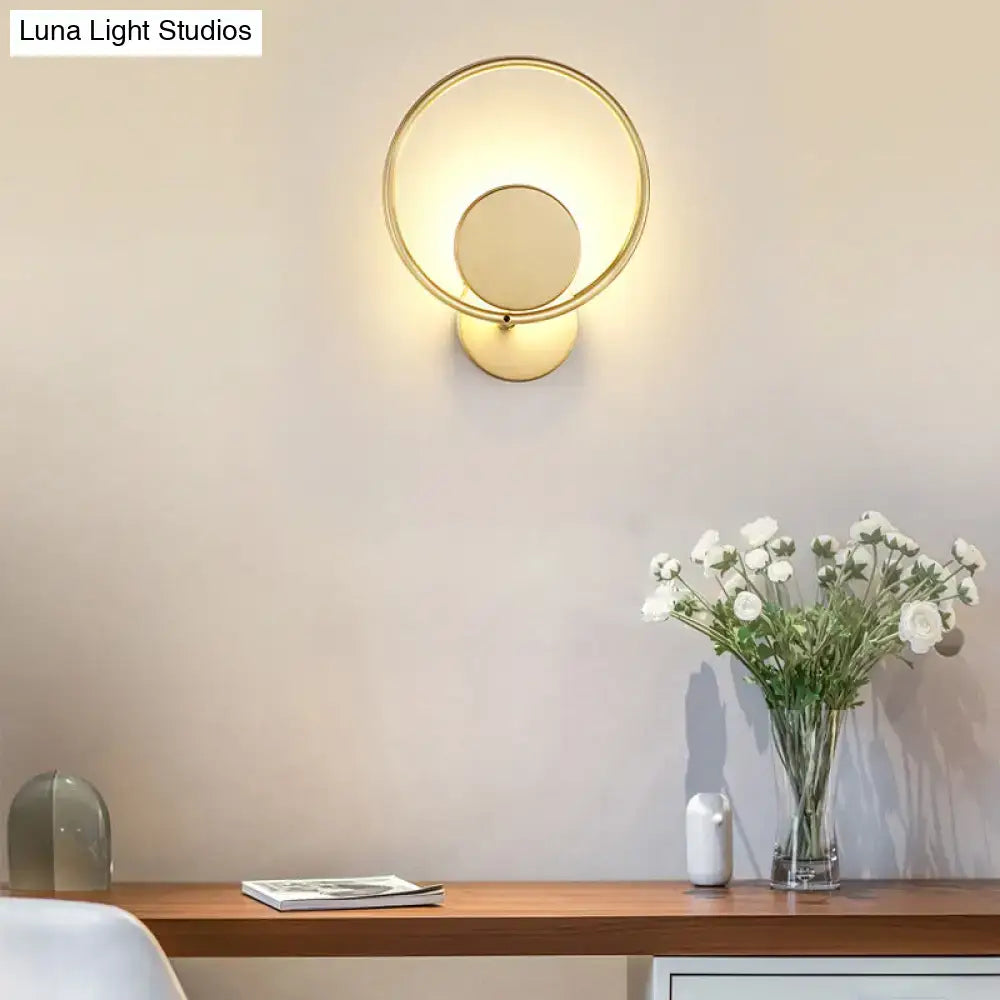 Minimalist gold metal led sconce wall mounted lamp for bedroom