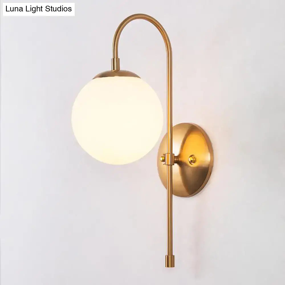 Minimalist gold mini globe wall sconce bedroom light