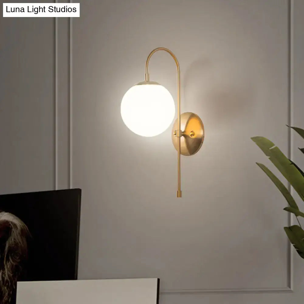 Minimalist gold mini globe wall sconce bedroom light