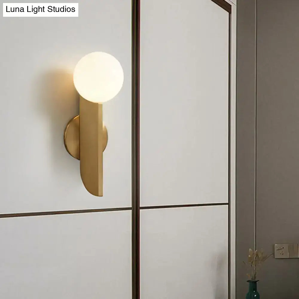 Minimalist gold mini globe wall sconce bedroom light