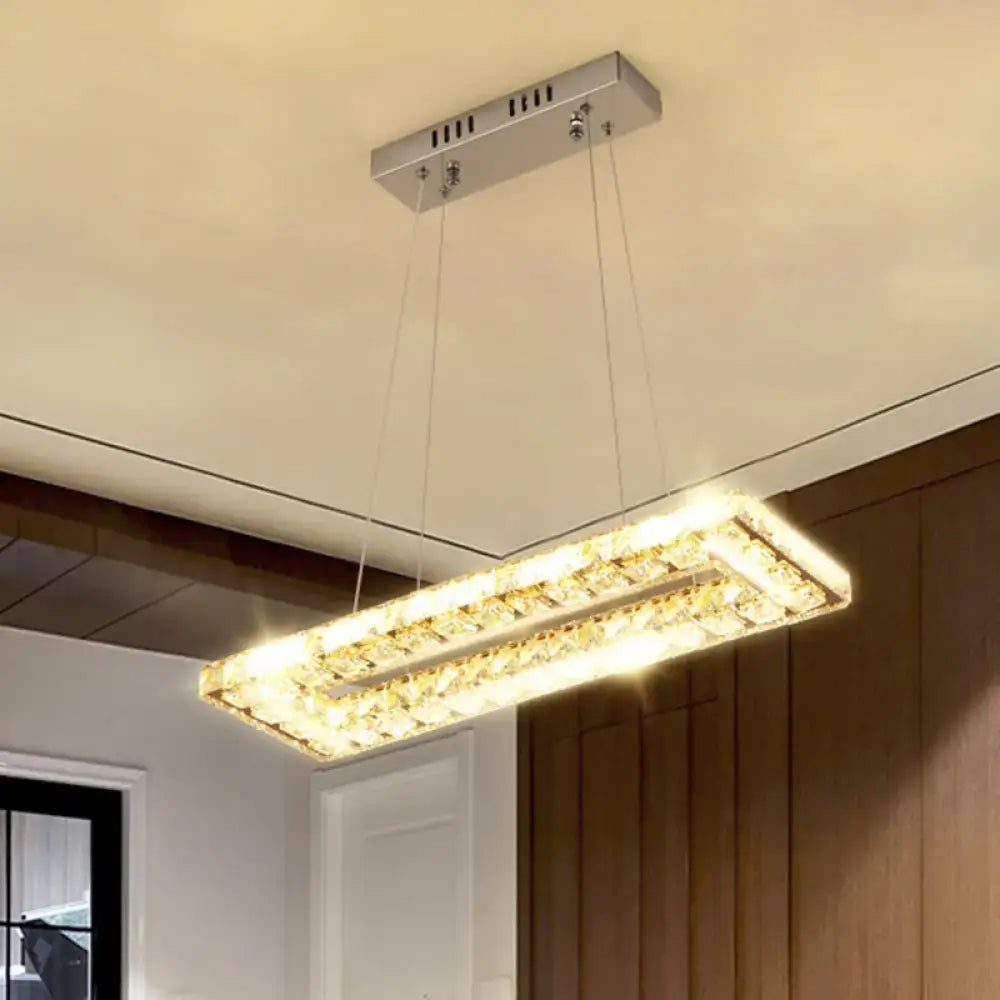 Minimalist gold rectangular led island pendant light dining room