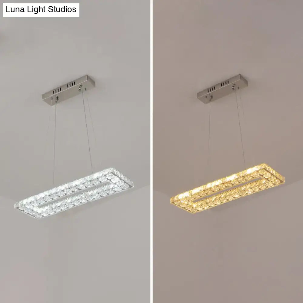 Minimalist gold rectangular led island pendant light dining room