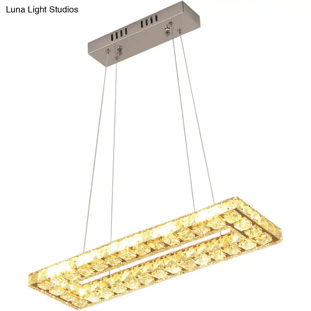 Minimalist gold rectangular led island pendant light dining room