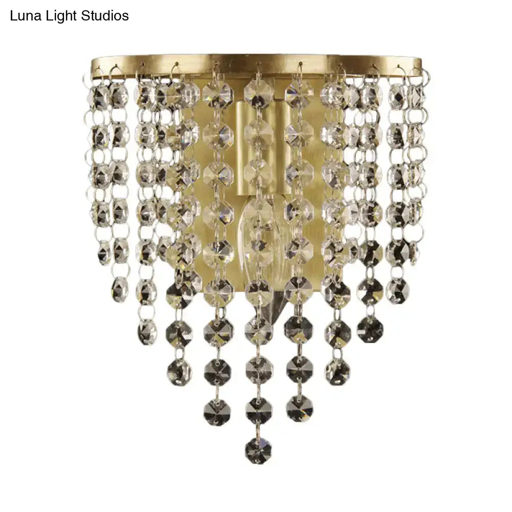 Minimalist gold wall sconce with crystal beads for bedroom