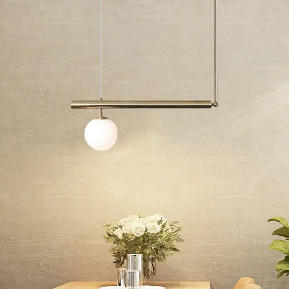 Minimalist golden glass sphere pendant light dining room