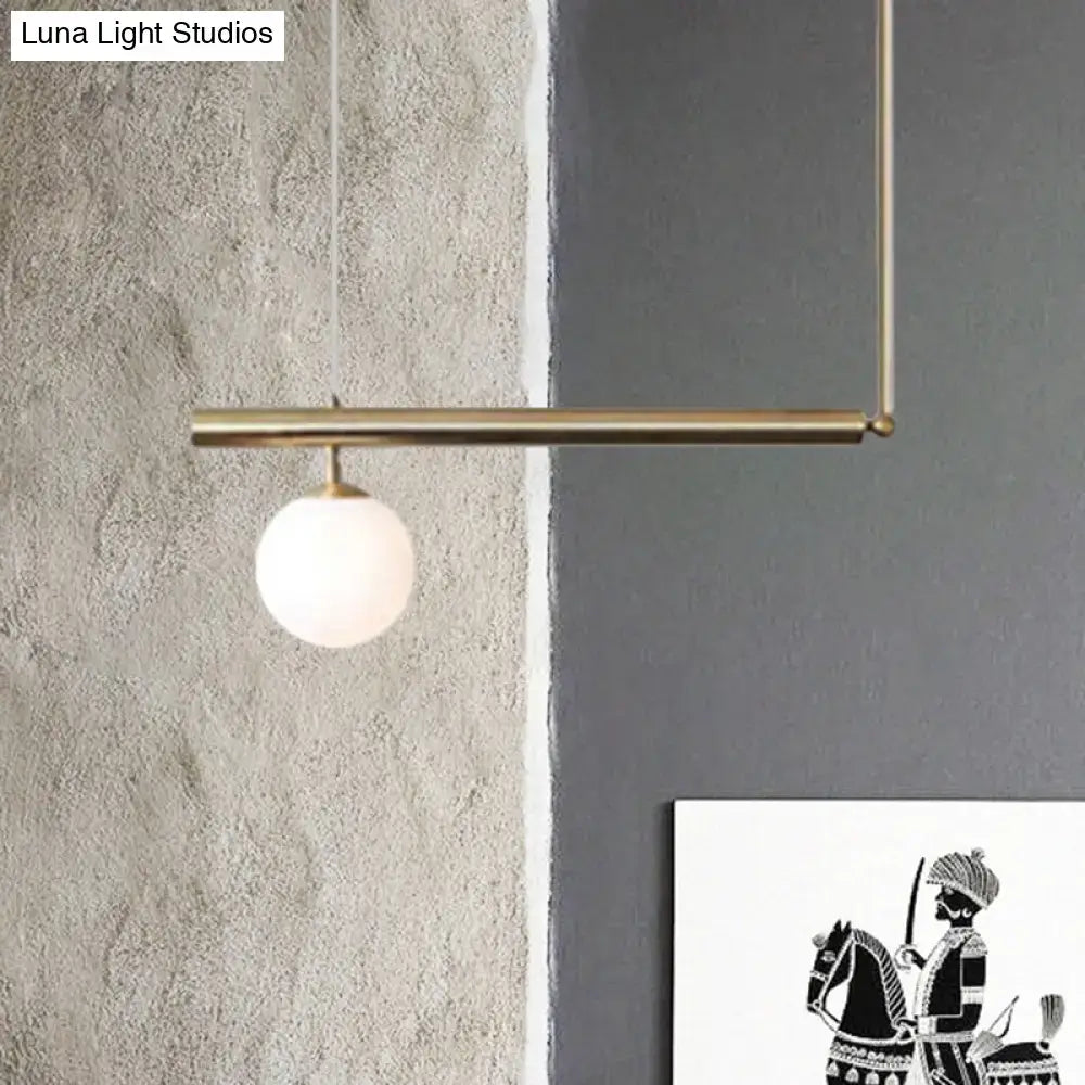 Minimalist golden glass sphere pendant light dining room