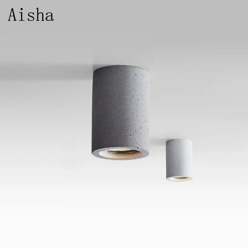 Minimalist gray cement led round downlight living room ceiling light