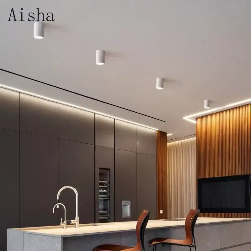 Minimalist gray cement led round downlight living room ceiling light