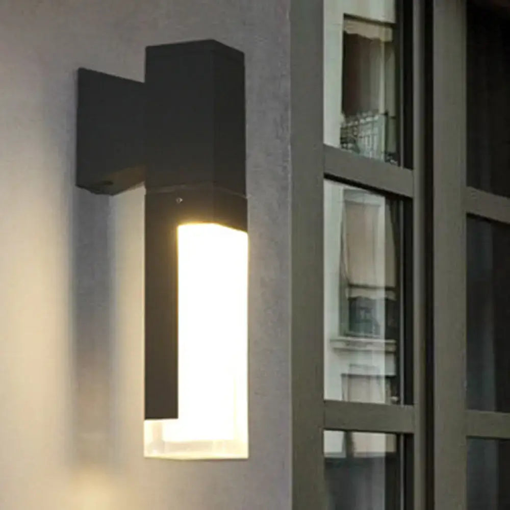 Minimalist led black wall lamp – courtyard warm white sconce