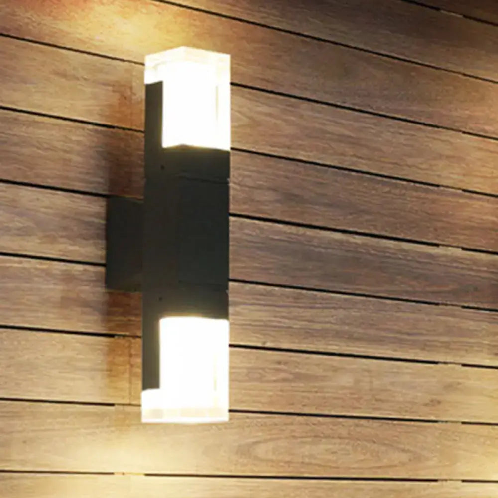 Minimalist led black wall lamp – courtyard warm white sconce
