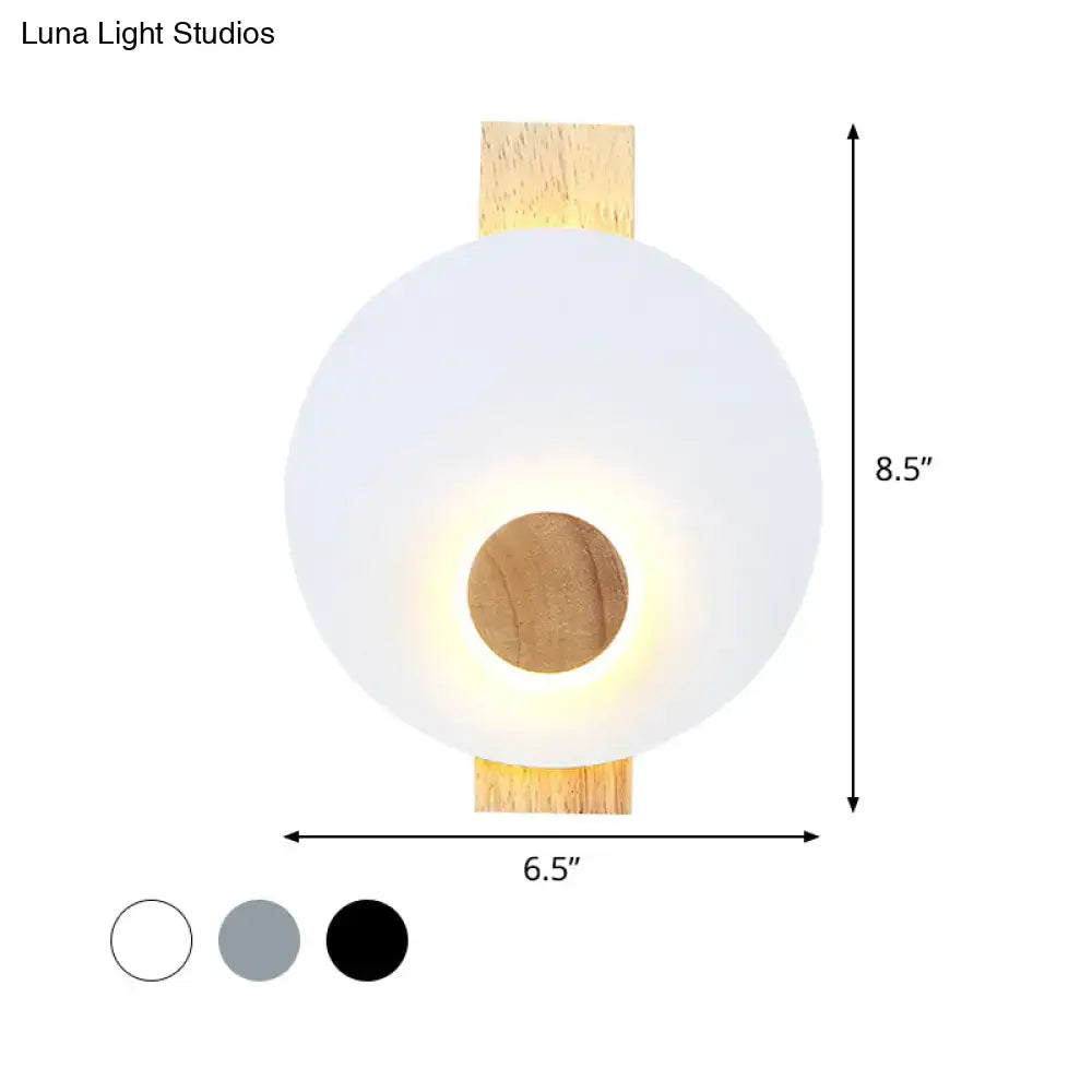 Minimalist led gray metal disk wall sconce bedroom 110v-120v light