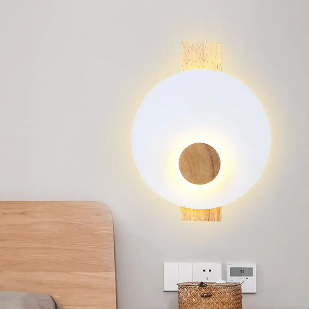 Minimalist led gray metal disk wall sconce bedroom 110v-120v light