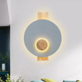 Minimalist led gray metal disk wall sconce bedroom 110v-120v light
