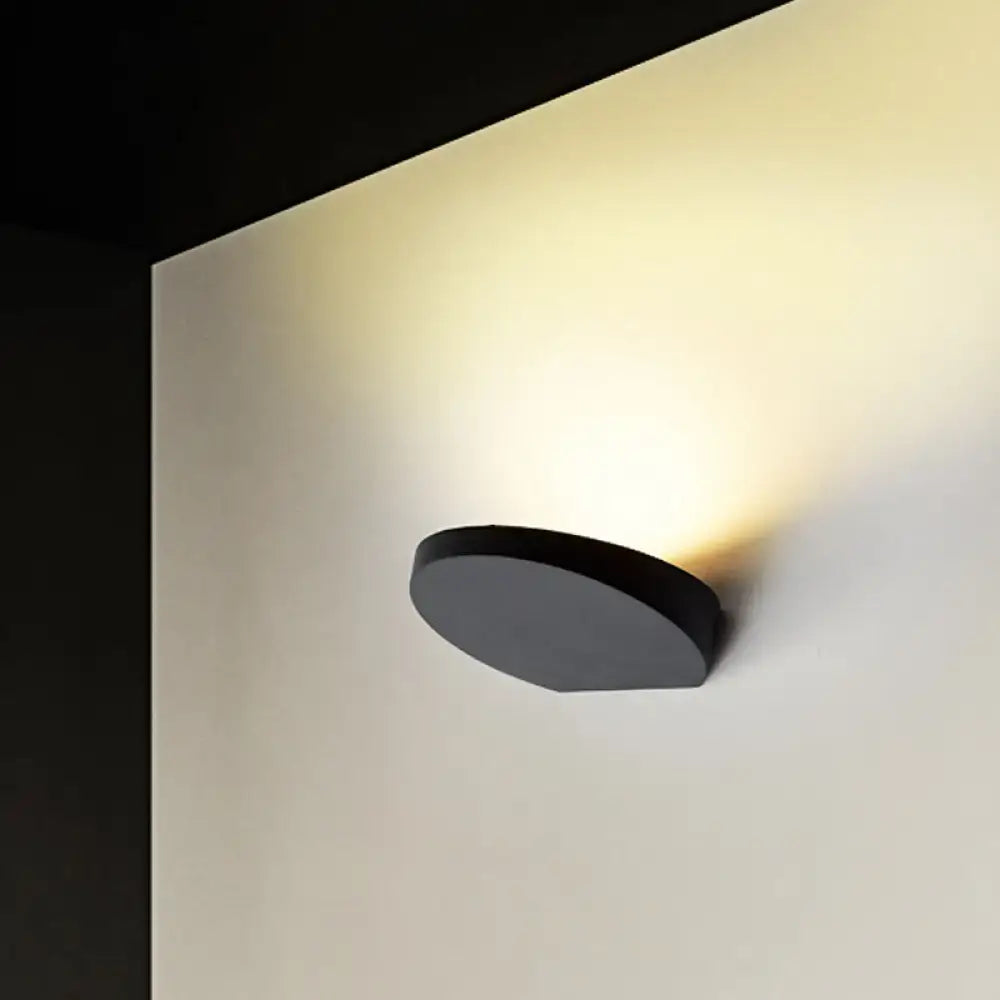 Minimalist led oval wall sconce grey aluminum light for corridor